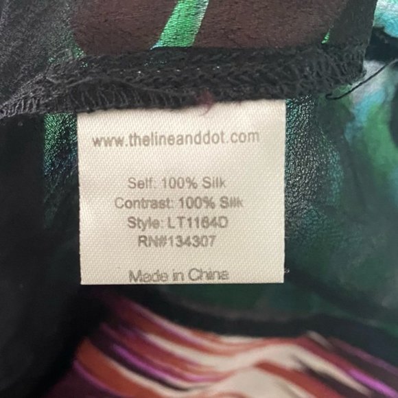 Line & Dot 100% Silk Blouse With Sheer Panels XS - Picture 12 of 14